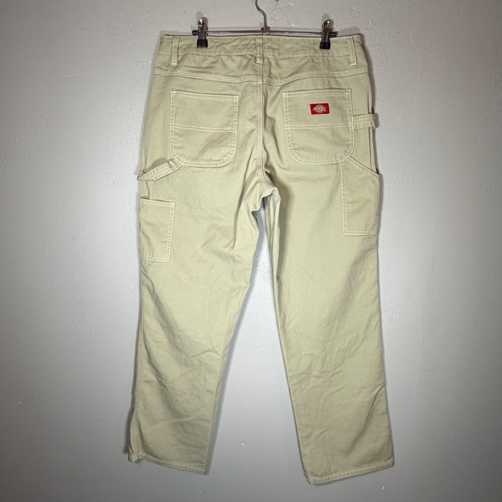 Dickies Girl Carpenter Pants Khaki Tan Cotton Twill Straight Leg CP20 Size 13/31 - Picture 2 of 11